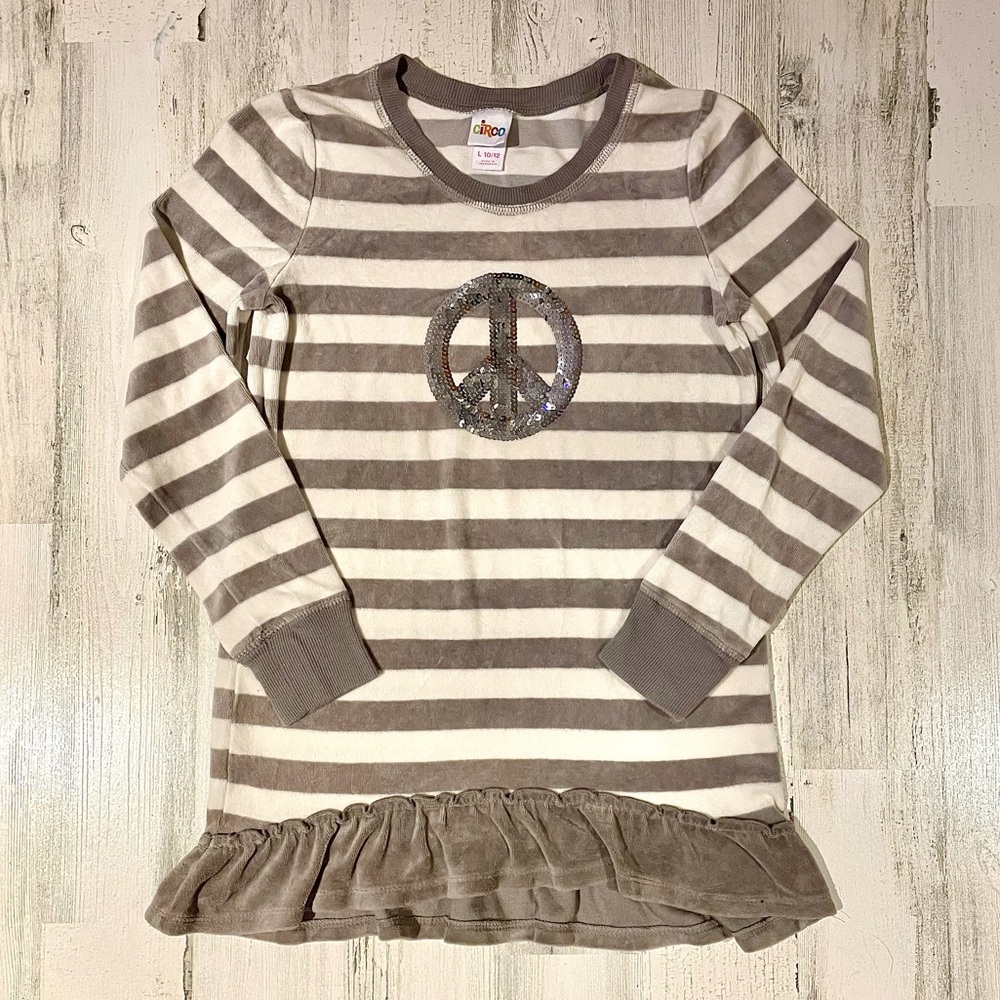 Sequin Peace Velour Girls Blouse - Size 10